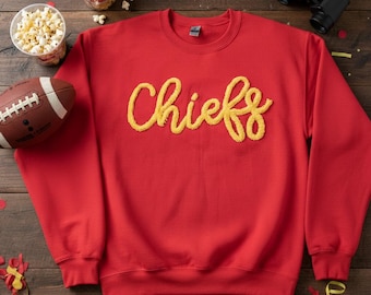 Custom Chenille Yarn Embroidery Sweatshirt – Custom Team Spirit Crewneck  – Team Spirit Shirt, Chenille Patch Sports Team Sweatshirt