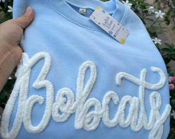 Custom Chenille Yarn Embroidery Sweatshirt – Custom Team Spirit Crewneck  – Team Spirit Shirt, Chenille Patch Sports Team Sweatshirt