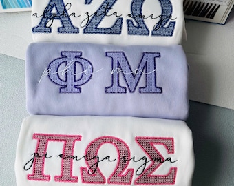Felpa personalizzata con ricamo della confraternita – Felpa girocollo con lettere greche ricamate – Abbigliamento personalizzato della confraternita – Abbigliamento Greek Life