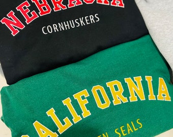 Sudadera universitaria con cuello redondo y bordado personalizado: Universidad y escuela secundaria