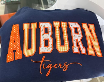 Custom Sports Team Sweatshirt, Patchwork Applique Embroidered Crewneck, Personalized Team Mascot Sweatshirt, School Spirit Gift