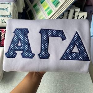Custom Sorority Applique Embroidered Crewneck – Greek Letters Polka Dot Sweater – Sorority Embroidery Sweatshirt, Sorority Fraternity Shirt