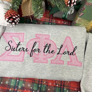 Custom Sorority Embroidered Sweatshirt – Greek Letters Crewneck – Personalized Sorority Sweater – Greek Life Apparel