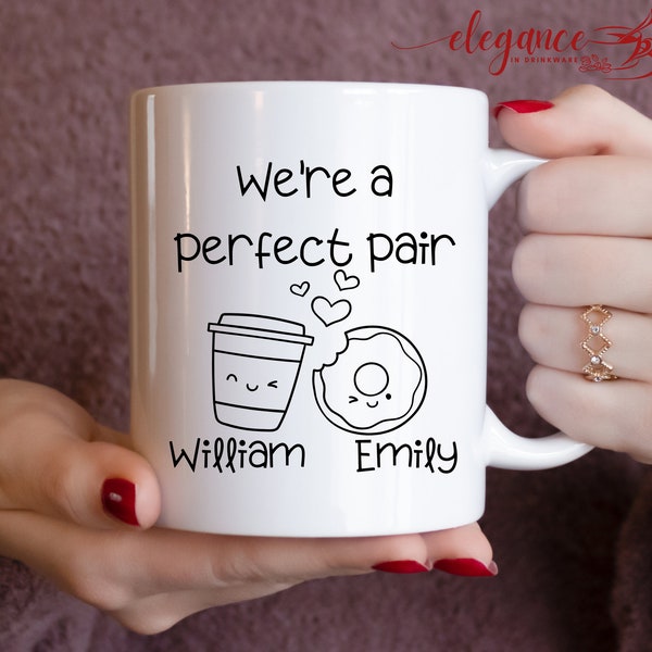 We're A Perfect Pair Valentines Day Gift for Him Her, Personalized Couple Mug