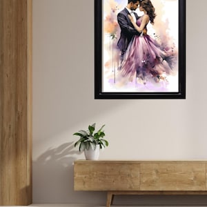 Romantisches Paar Wand Kunst Aquarell Liebe Poster Elegantes Paar Umarmung Druck Hochzeitsgeschenk Digital Download Modern Romantisches Home Dekor