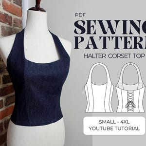 Naaipatroon korsettopje halter | Geschikt voor beginners | Klein: 4XL