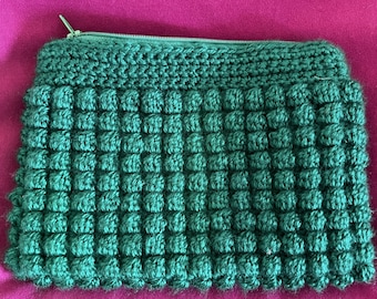 bolsa de maquillaje, bolsa de crochet, bolsa de maquillaje de crochet, bolsa de lápiz, bolsa forrada con cremallera