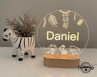 Custom Name Night Light, Animal Night Light, Personalised Nursery Decor, Custom Baby Sign, Baby Bedroom Light, LED Lamp Bedroom Decor