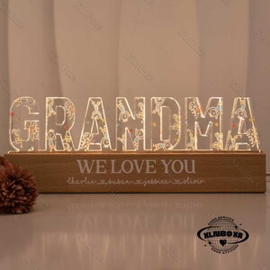 Grandma Kids Drawing Night Light, Personalized LED Night Light, Mother Day Gift, Gift For Grandma, Gift For Mom, Family Night Light