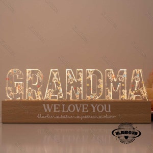 Grandma Kids Drawing Night Light, Personalized LED Night Light, Mother Day Gift, Gift For Grandma, Gift For Mom, Family Night Light