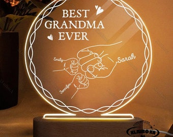 Veilleuse acrylique personnalisée, meilleure lampe LED pour maman/grand-mère, cadeau fête des pères, cadeau, meilleur cadeau pour mère/grand-mère/père