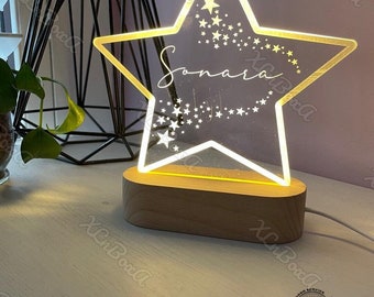 Personalized Kid Night Light, Star Shape Night Light, Kids Bedroom Sign, Custom LED Lamp, Kid Bedroom Decor, 1st Birthday Gift