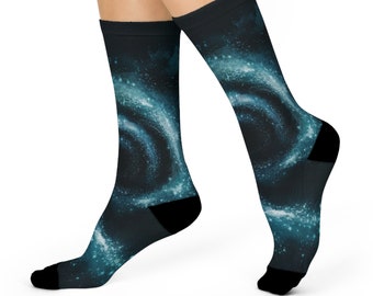 Cushioned Crew Socks To Match Your Swirling Night Sky T-shirt Original AI Art