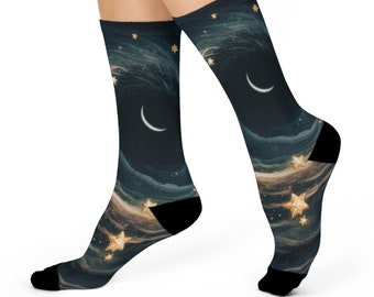 Men's Cushioned Crew Socks To Match Your Swirling Night Sky Original AI Art T-shirt