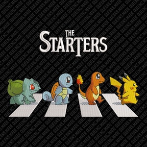Embroidery Pokemons Starters machine file design Pikachu Charmander Bulbasaur Squirtle Queens Made