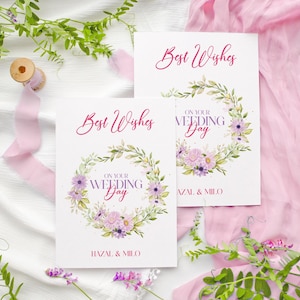 Plantilla de invitación de boda con flores silvestres / Invitación de boda imprimible / Bienvenida de boda con corona floral / Tarjeta de boda imprimible, AURA