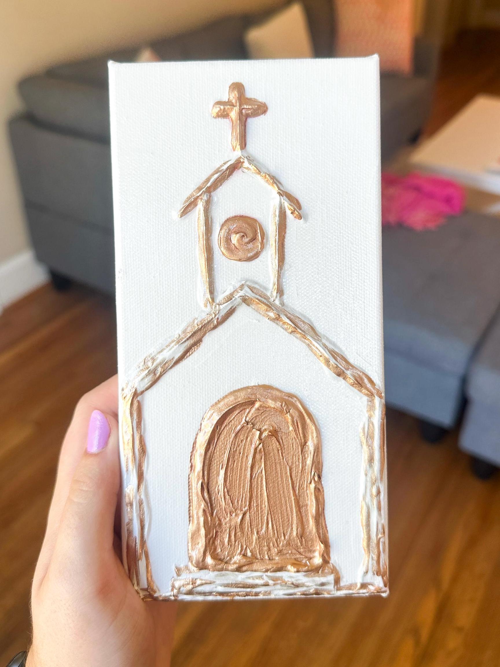 Textured Church Painting | Gift wrapped | Stocking Stuffers | Trendy | Aesthetic | Dorm Decor | Hand Painted | Small Gift | Christmas Gift