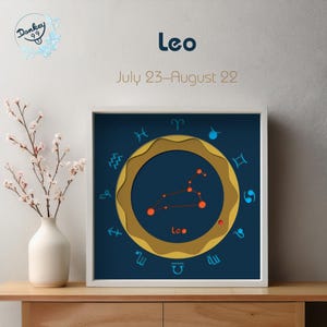Zodiac Sign Leo SVG Shadow Box, astrological signs, Layered Paper Art, Paper Cut Files, Files for Cricut, and DIY artwork.