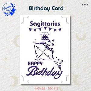 Schütze Geburtstagskarte, Geburtstagskarte SVG, Sternzeichen Geburtstagskarte, Geburtstagskarte schnitt Datei, Papierschnittdatei, für Cricut und Silhouette.