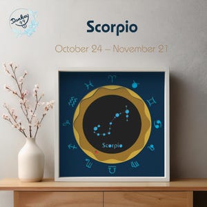 Zodiac Sign Scorpio SVG Shadow Box, astrological signs, Layered Paper Art, Paper Cut Files, Files for Cricut, and DIY artwork.