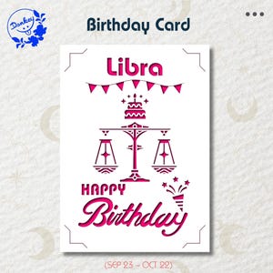 Waage Geburtstagskarte, Geburtstagskarte SVG, Sternzeichen Geburtstagskarte, Geburtstagskarte schneiden Datei, Papier Schnitt Dateien, für Cricut und Silhouette.