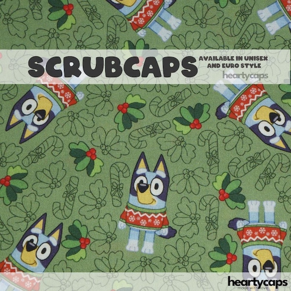 Kersthond cartoon Euro en uniseks stijl, verstelbare scrubmuts, kindermuts, chemomuts, operatiemuts, OK-verpleegkundige, scrubtechnologie