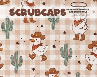 Cowboy Silly Goose Euro och Unisex-modell, Justerbar skrubbmössa, pediatrisk, kemokapslar, kirurgiska kapslar, operationssjuksköterska, skrubbtekniker