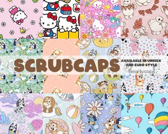 Variety Cartoons TV Shows Movies Pediatric Euro & Unisex style, Adjustable scrub cap, pediatric,chemo caps,surgical caps,OR nurse,scrub tech