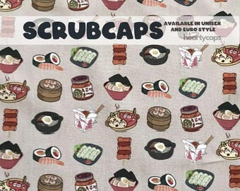 Korean Foods Euro and Unisex style, Adjustable scrub cap, pediatric, chemo caps, surgical caps, OR nurse, scrub tech