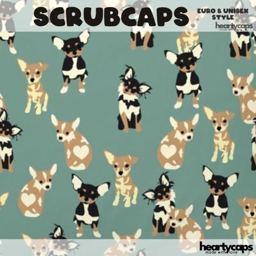 Green Chihuahua Puppies Cute Euro and Unisex Style, Adjustable Scrub ...