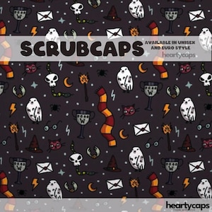 Wizards Inspired Euro and Unisex style, Adjustable scrub cap, pediatric, chemo caps, surgical caps, OR nurse, scrub tech