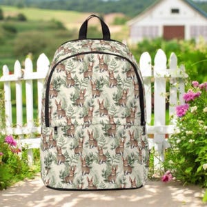 Bunny Rabbit Backpack | Cute Bunny Print School Bag | Animal Lover Gift | Cottagecore Forest Rabbit Travel Backpack | Kids & Teen Book Bag