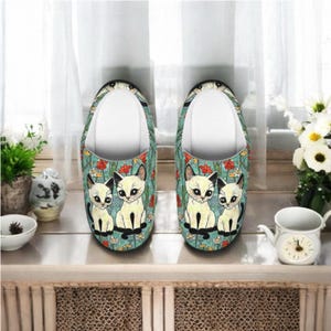 Cat Nap Cute Kitty Cat Womens Warm Winter Squishy Cushion Indoor Slippers, Cat Lovers Cozy Slippers For Home, Pretty Kitty House Slippers
