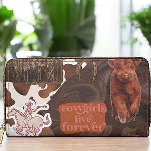 Cartera vaquera con cremallera: monedero pequeño Rodeo, cartera de viaje estilo suroeste, monedero con cremallera estilo country western, cartera vaquera grande, cartera Rodeo con cremallera, estilo suroeste