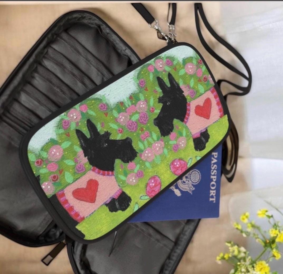 Scottish Terrier Passport Wallet, Colorful Scottie Dog Travel Case, Womens Cute Dog Lover Gift,  Cottagecore Scottie Dog