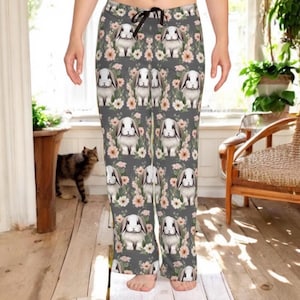 French Lop Bunny Rabbit Womens Pajama Pants, Holland Lop Lounge Bottoms, English Lop Jammies, Floppy Eared Rabbit Sleep Pants, Bunny Gifts