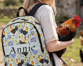 NWT - WOMENS OR KIDS NGIL ROOSTER and CHICKEN BACKPACK Amazon.com | PAKKITOP School Backpack for Girls - Cute  main image 4