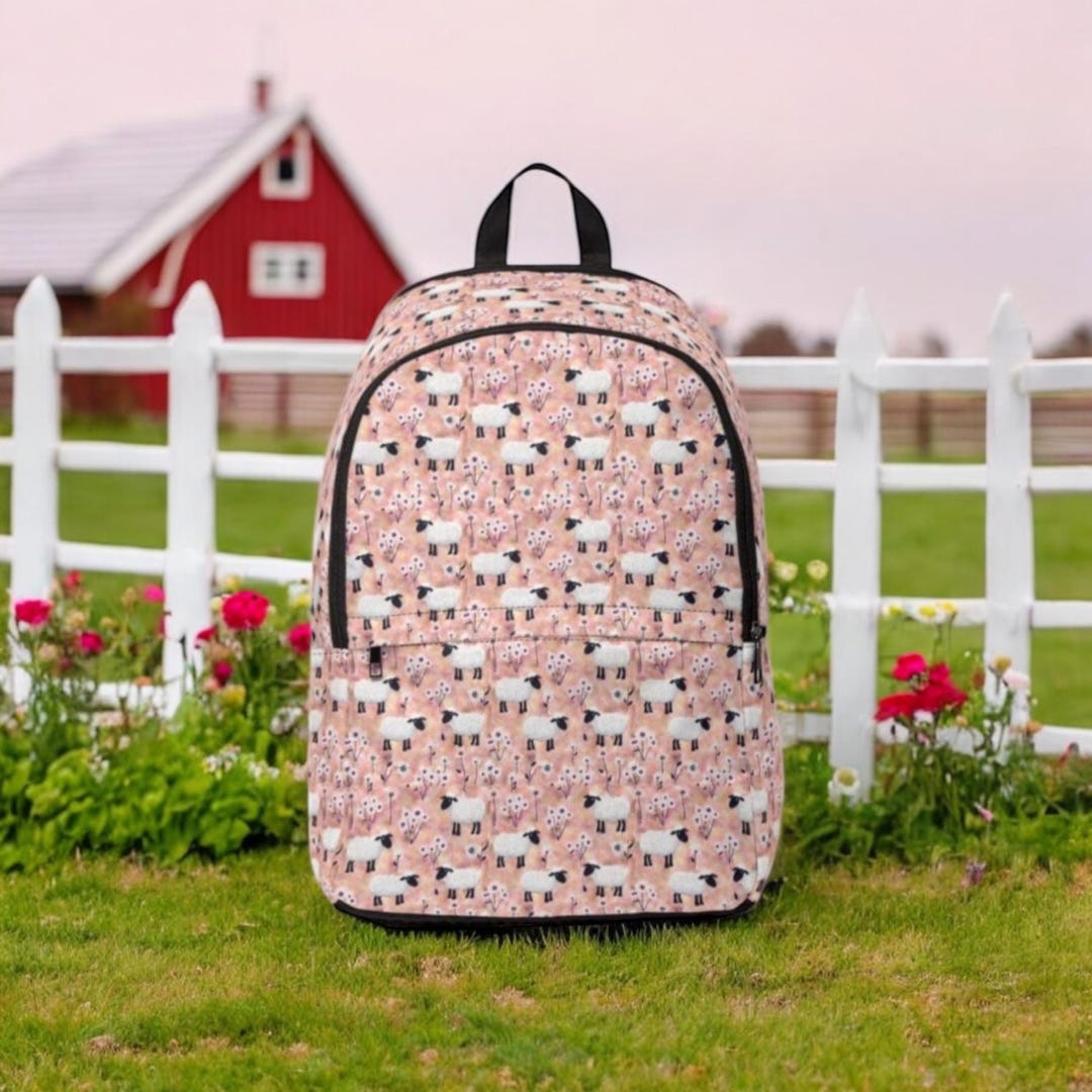 Cottagecore Pink Lamb and Sheep Backpack – Floral Farmhouse Spring Book ...