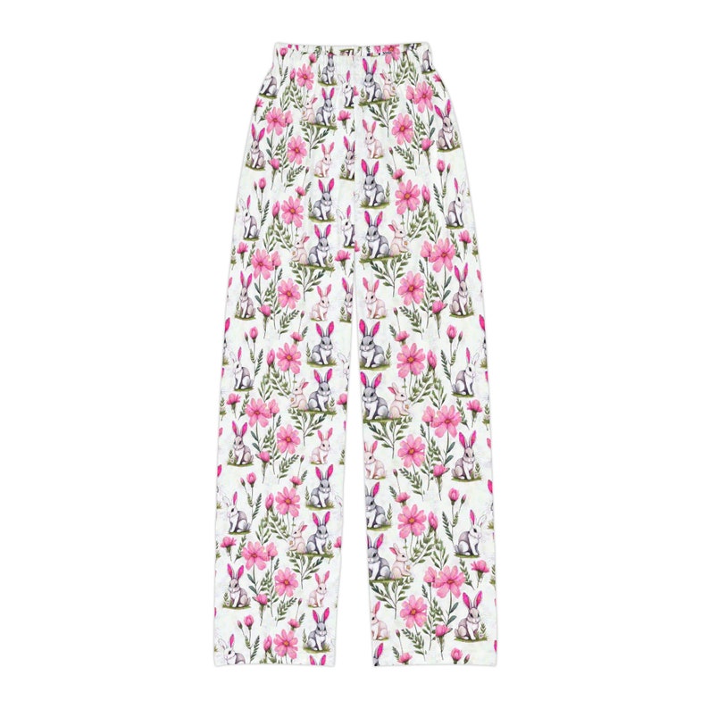 Pink Bunny Kids Pajama Pants, Family Matching Pajamas, Girls Rabbit ...