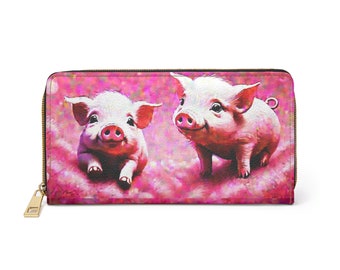 Pink Piggies Zipper Wallet, Pig Wallet, Pig Change Purse, Pig Bag, Pig Purse, Pig Zip Wallet, Pig Collector, Pig Lover, Pig Gifts, Pig Love