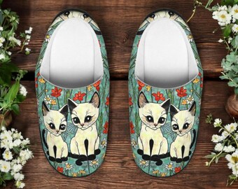 Cat Nap Cute Kitty Cat Womens Warm Winter Squishy Cushion Indoor Slippers, Cat Lovers Cozy Slippers For Home, Pretty Kitty House Slippers