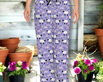 Sheep Pajama Pants Women Soft Lounge Pants Farm Animal Sleepwear