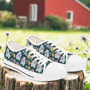 Chunky Chubby Cute Twee Baby Hippopotamus, Women&#39;s Custom Artful Laced Low Top Sneakers Shoes Footwear, Cute Fashion Hippo Accessory Gift