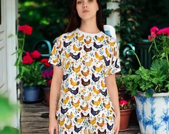 Chicken Pajama Set for Women, Cute Two Piece Hen & Rooster Loungewear,  Cottagecore Farm Animal Sleepwear Gift for Chicken Lovers