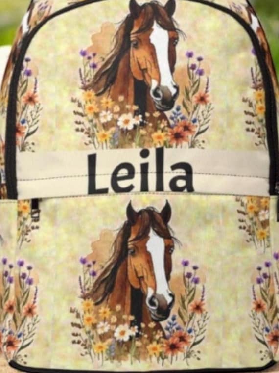 Personalized Horse Backpack for Girls • Custom Chestnut Horse