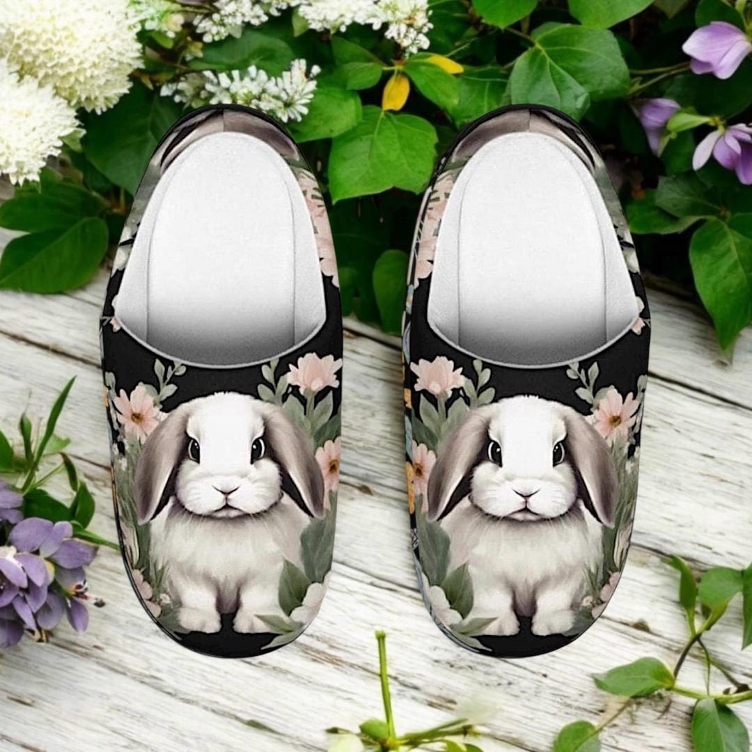French Mini Lop Bunny Rabbit Slippers for Women Cozy Indoor House Shoes ...