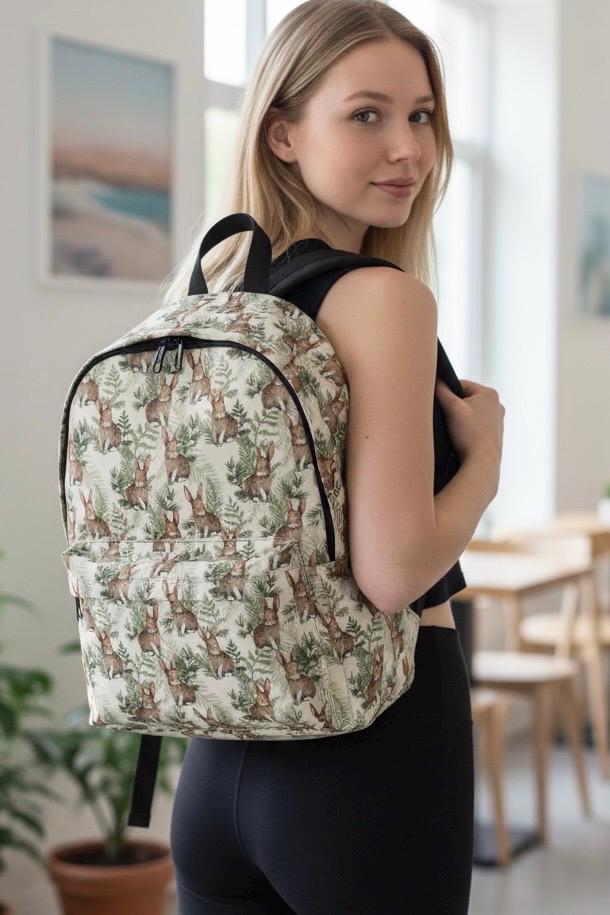 Sac à dos lapin mignon, sac à dos esthétique, sac à dos animal des bois, sac d'école mignon