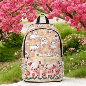 Aquarell Schwein Rucksack illustrierte Segeltuch Schultasche nette Tierbuchtasche