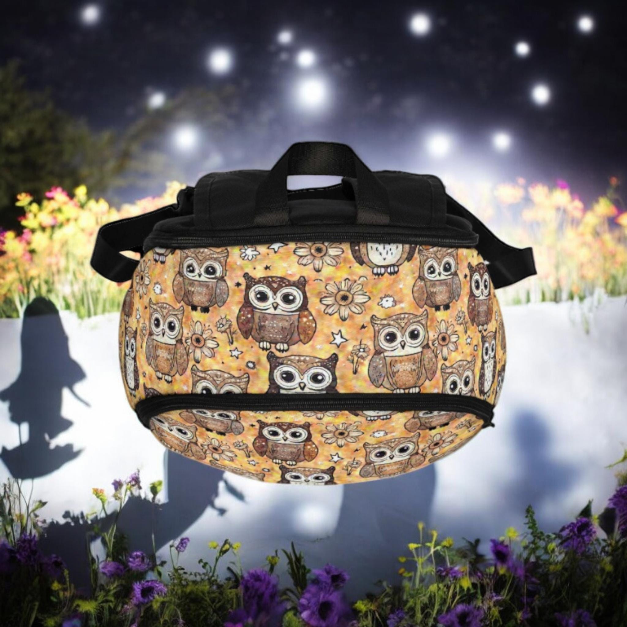 Boho Barn Owl Backpack, Brown Canvas Owl Bag, Travel  display picture 1