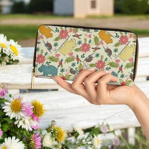 Cartera de viaje grande con cremallera y diseño bohemio de hipopótamo más linda, cartera con cremallera para amantes de los hipopótamos, monedero pequeño con diseño de hipopótamo bebé, bolso de mano con diseño de hipopótamo